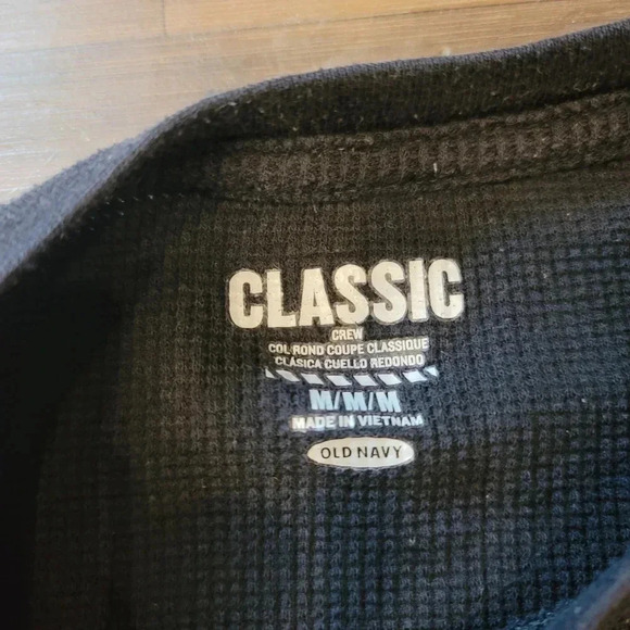 Lot of 2 MENS Waffle Thermal Shirt Crewneck Gray Blue Stripe M - Picture 3 of 7